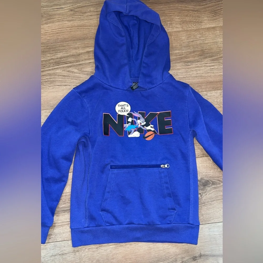 Nike X Space Jam Kids Royal Blue Hoodie with Space Jam Design size 6